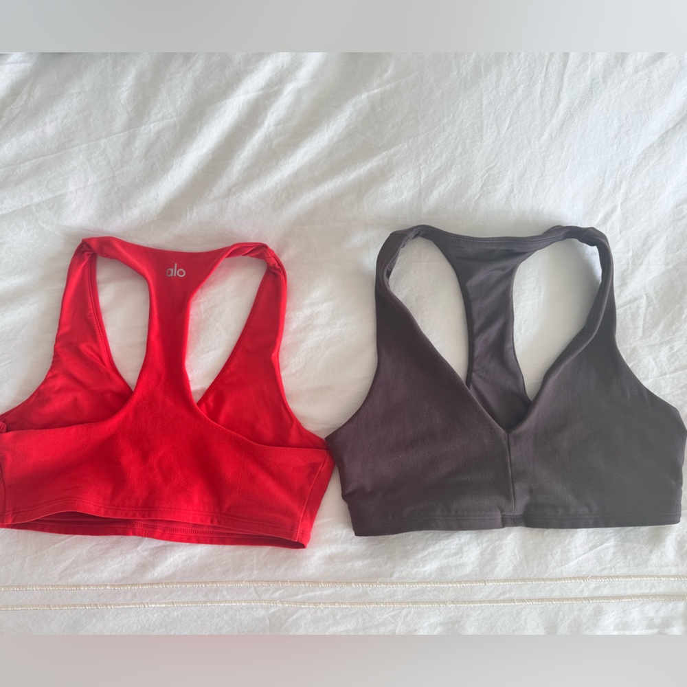 Alo yoga racer back air brush bra - set of 2 sz small/ or 1 is $12
